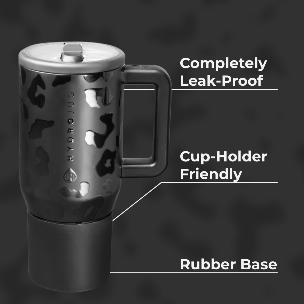 20oz Travel Mug - Black Leopard