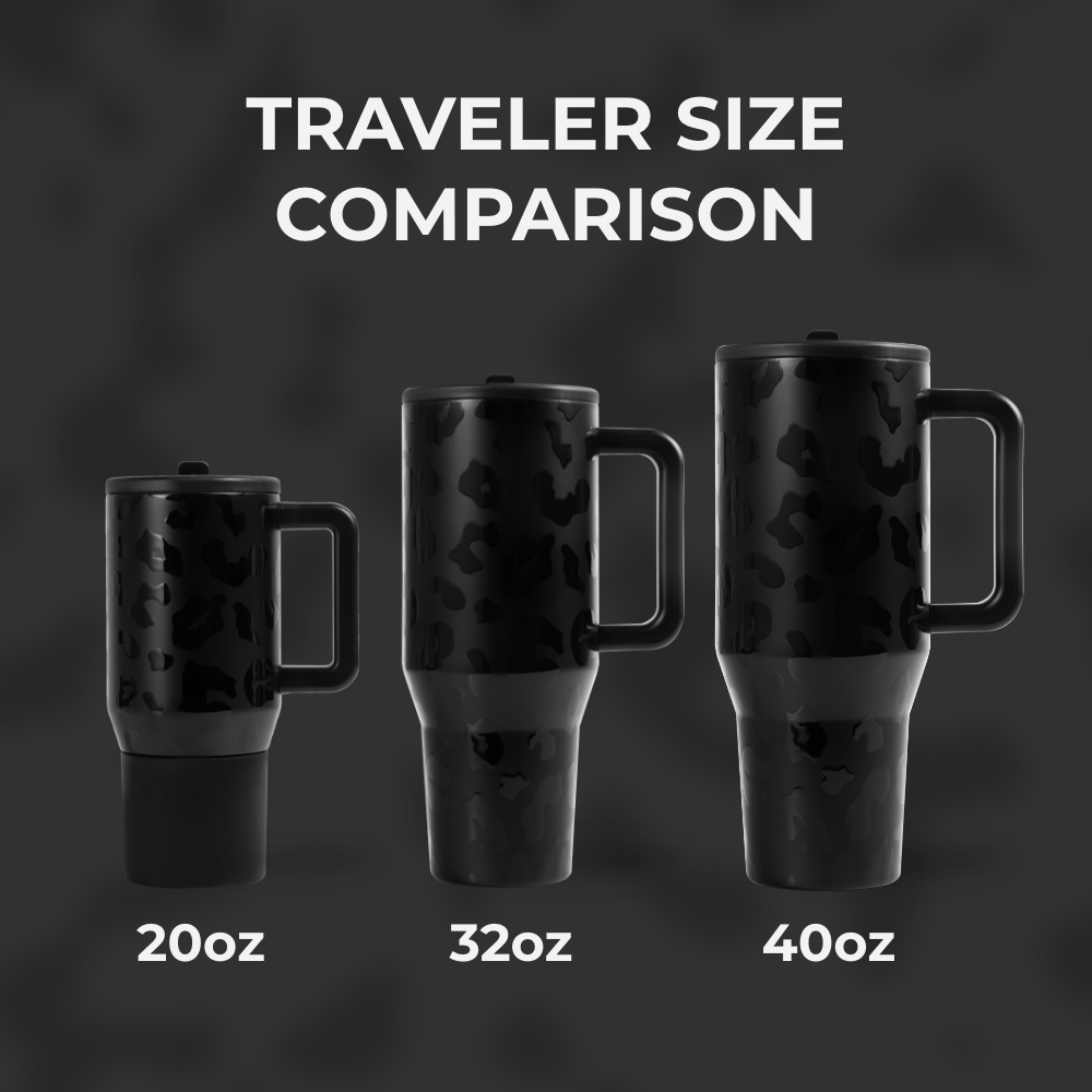 20oz Travel Mug - Black Leopard