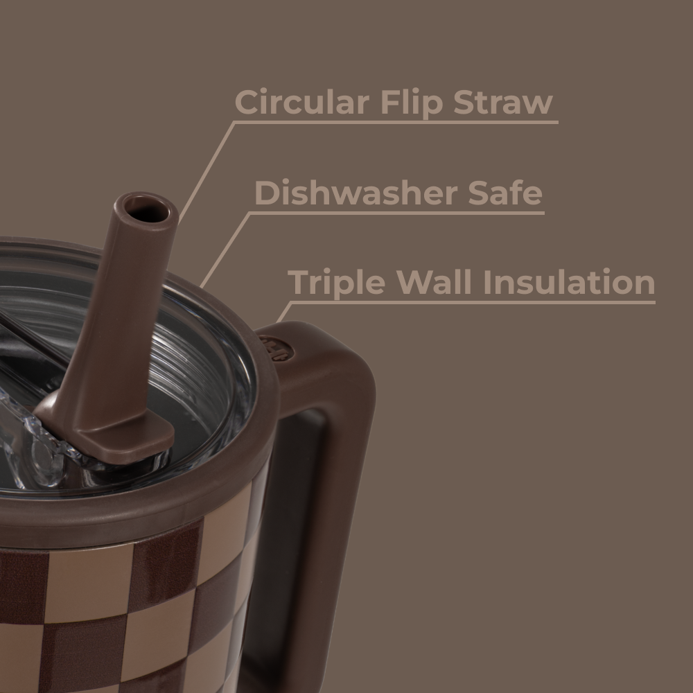 32oz Travel Mug - Autumn Checkers