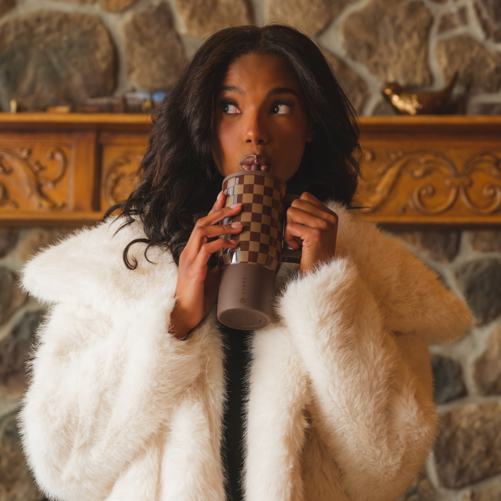 20oz Travel Mug - Autumn Checkers