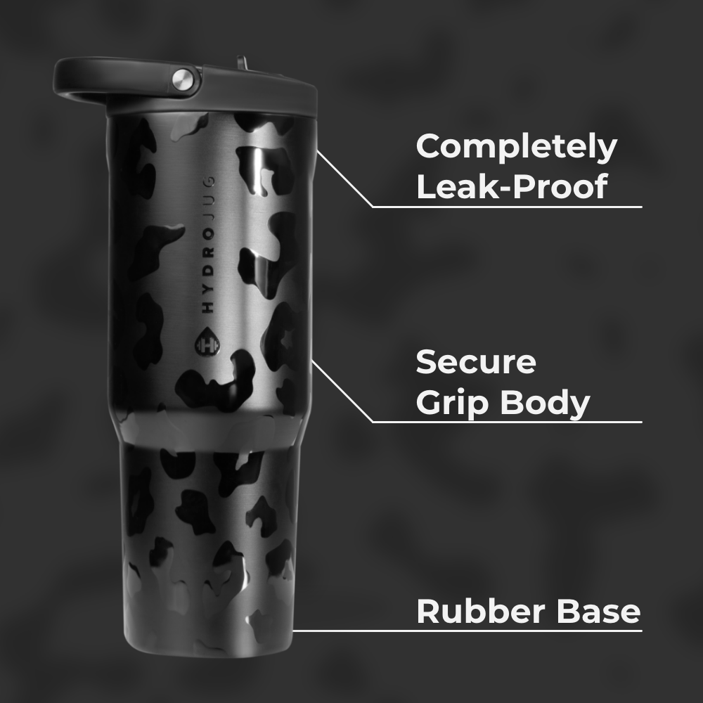 40oz Sport Bottle - Black Leopard